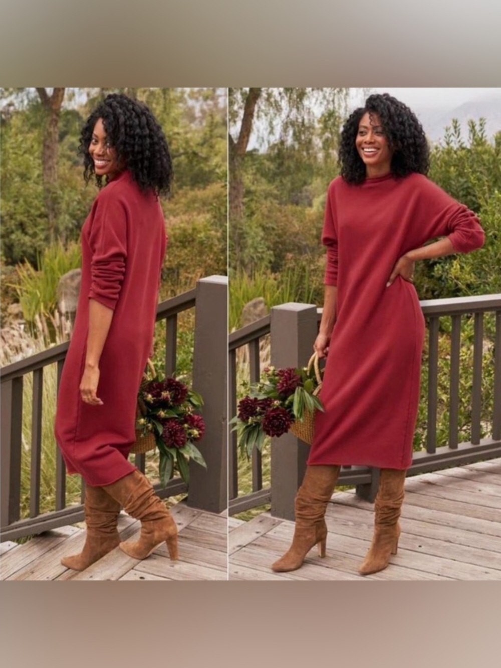 Frank & Eileen Isabelle Dress XS Red Funnel Neck A-Line Cotton USA